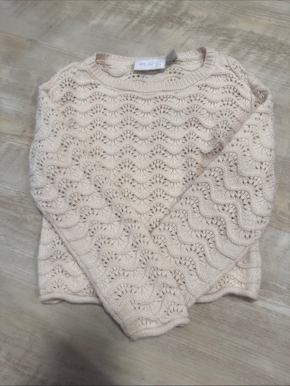The Children's Place Cream Openwork Crewneck Sweater